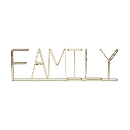 Hastings Home Metal Cutout Free-Standing Tabletop Sign, 3D FAMILY Word Art Accent Decor with Gold Metallic Finish 773882KGL